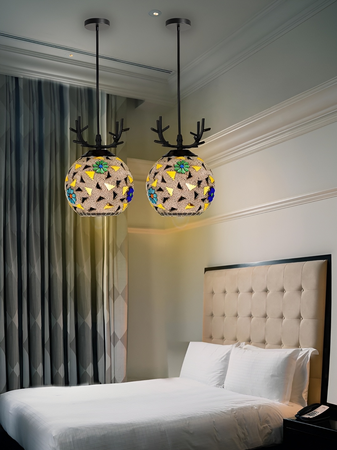

GAUVIK Green & Blue Printed Ceiling Lamp
