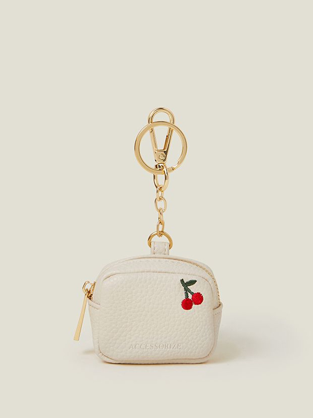 

Accessorize Cherry Embroidered Key Chain, Cream