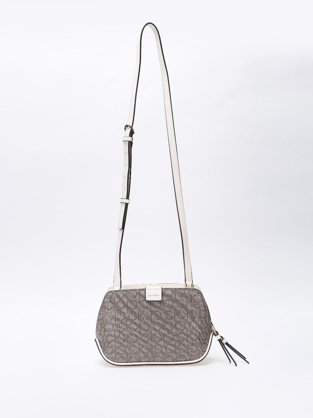 

Calvin Klein Printed Structured Sling Bag, Grey
