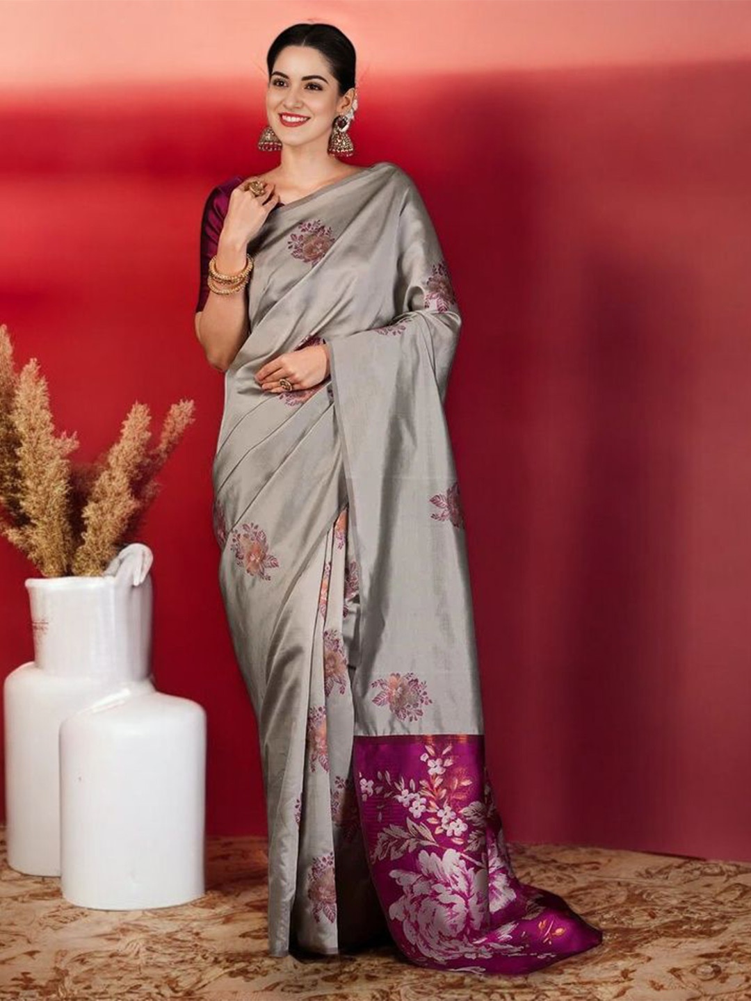 

Mitera Woven Design Silk Blend Banarasi Saree, Blue