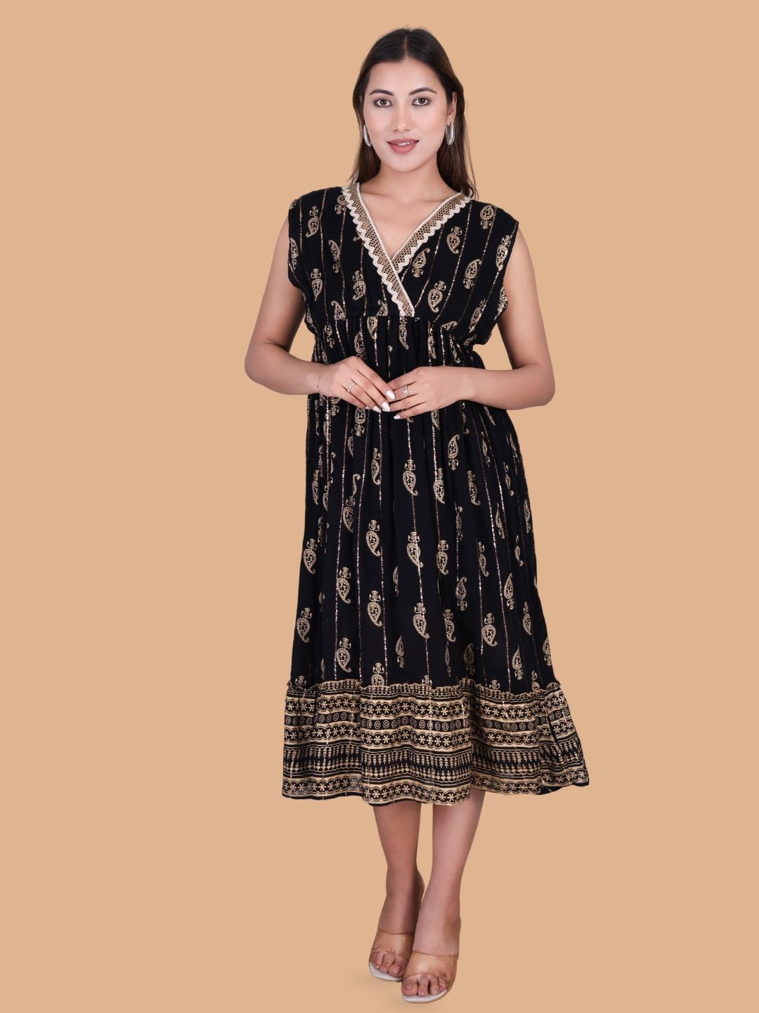 

Moda Rapido Print Crepe Maxi Dress, Black