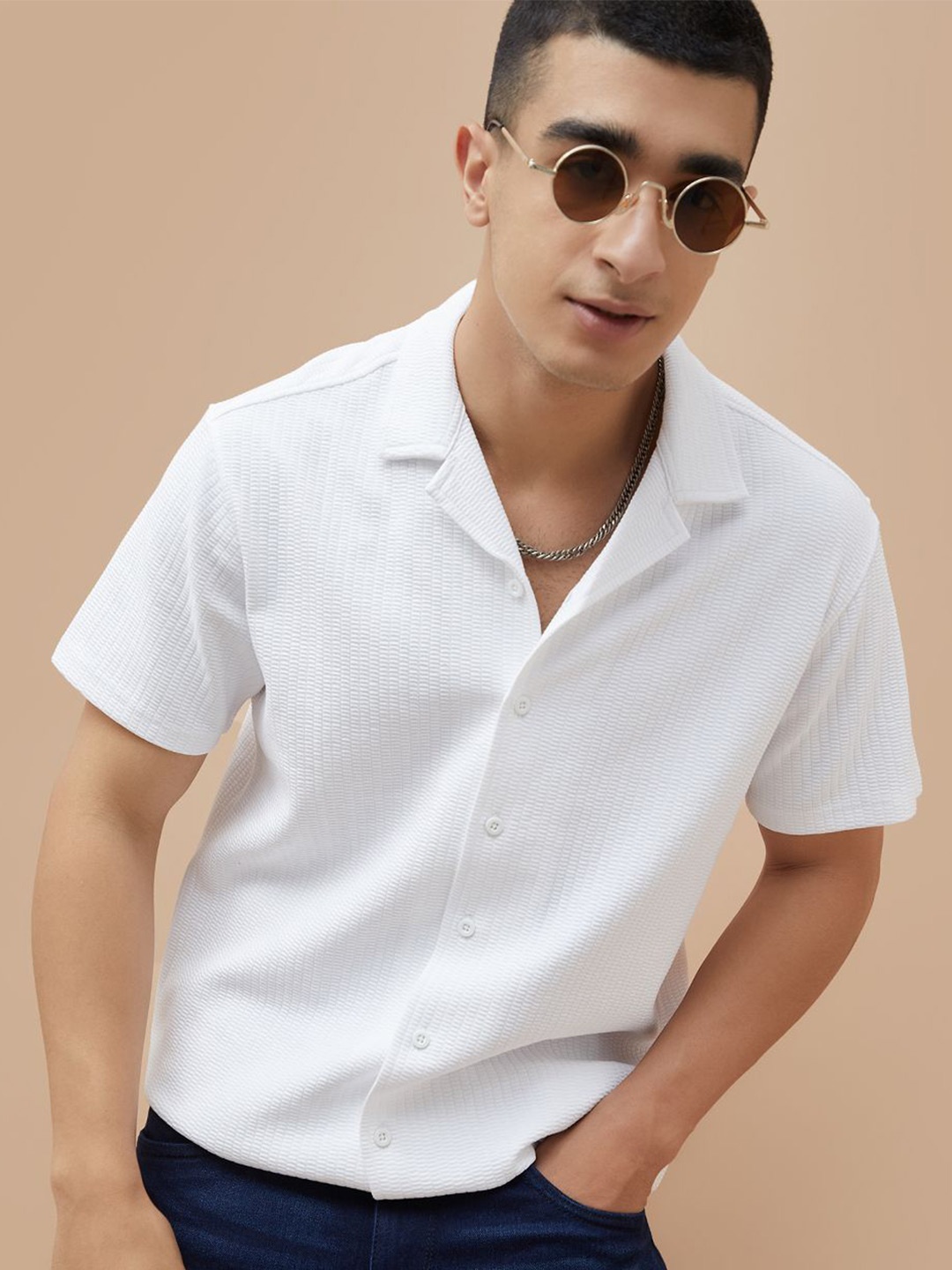 

Fame Forever by Lifestyle Men Opaque Casual Shirt, White