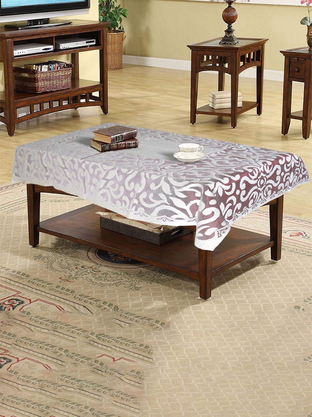 

Kuber Industries Maroon Floral Cotton 4-Seater Table Cover with Textured details