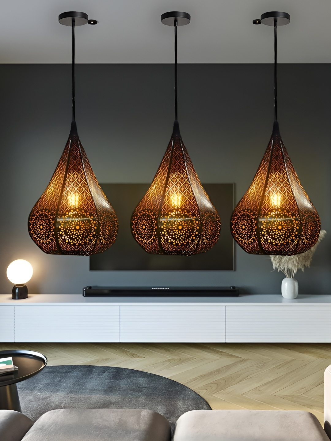 

GAUVIK Black & Brown Textured Ceiling Lamp