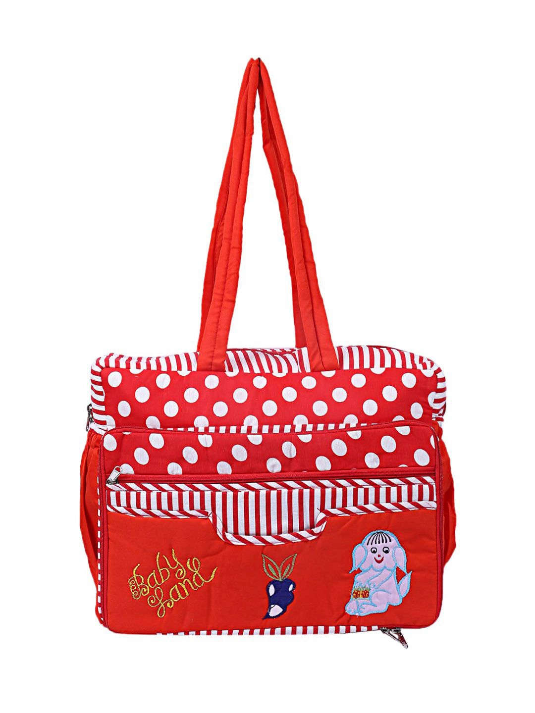 

Kuber Industries Floral Printed Shopper Tote Bag with Fringed, Red