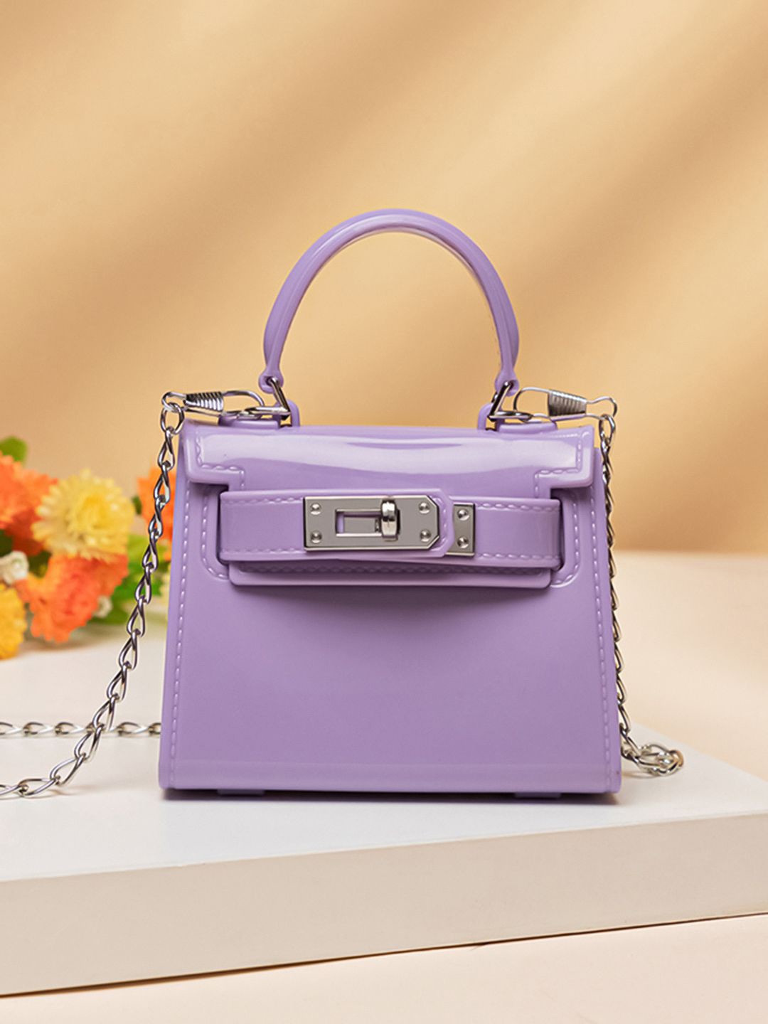 

HAUTE SAUCE by Campus Sutra PU Structured Sling Bag with Bow Detail, Purple