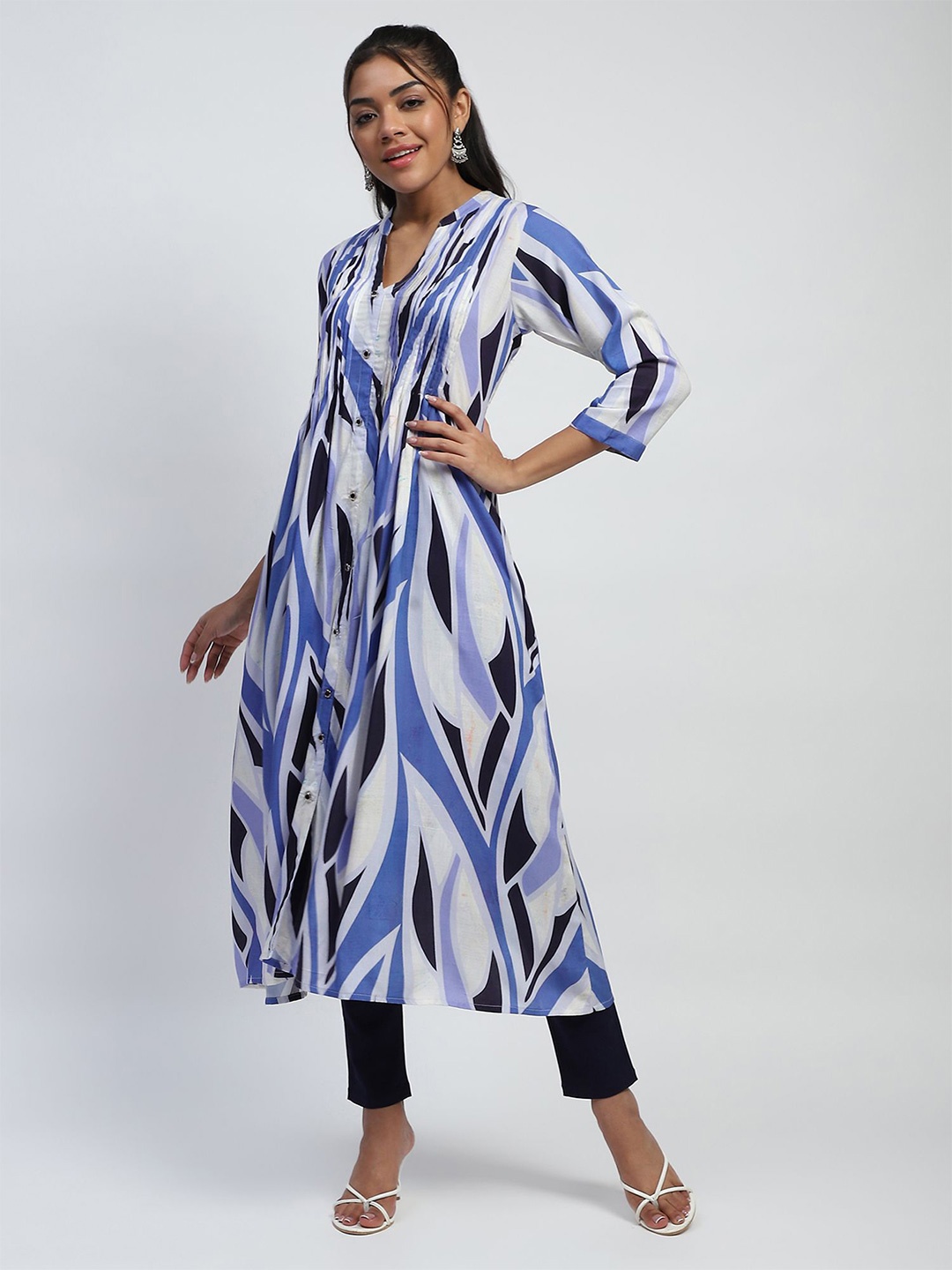 

Me&I Print Fit & Flare Midi Dress, Blue