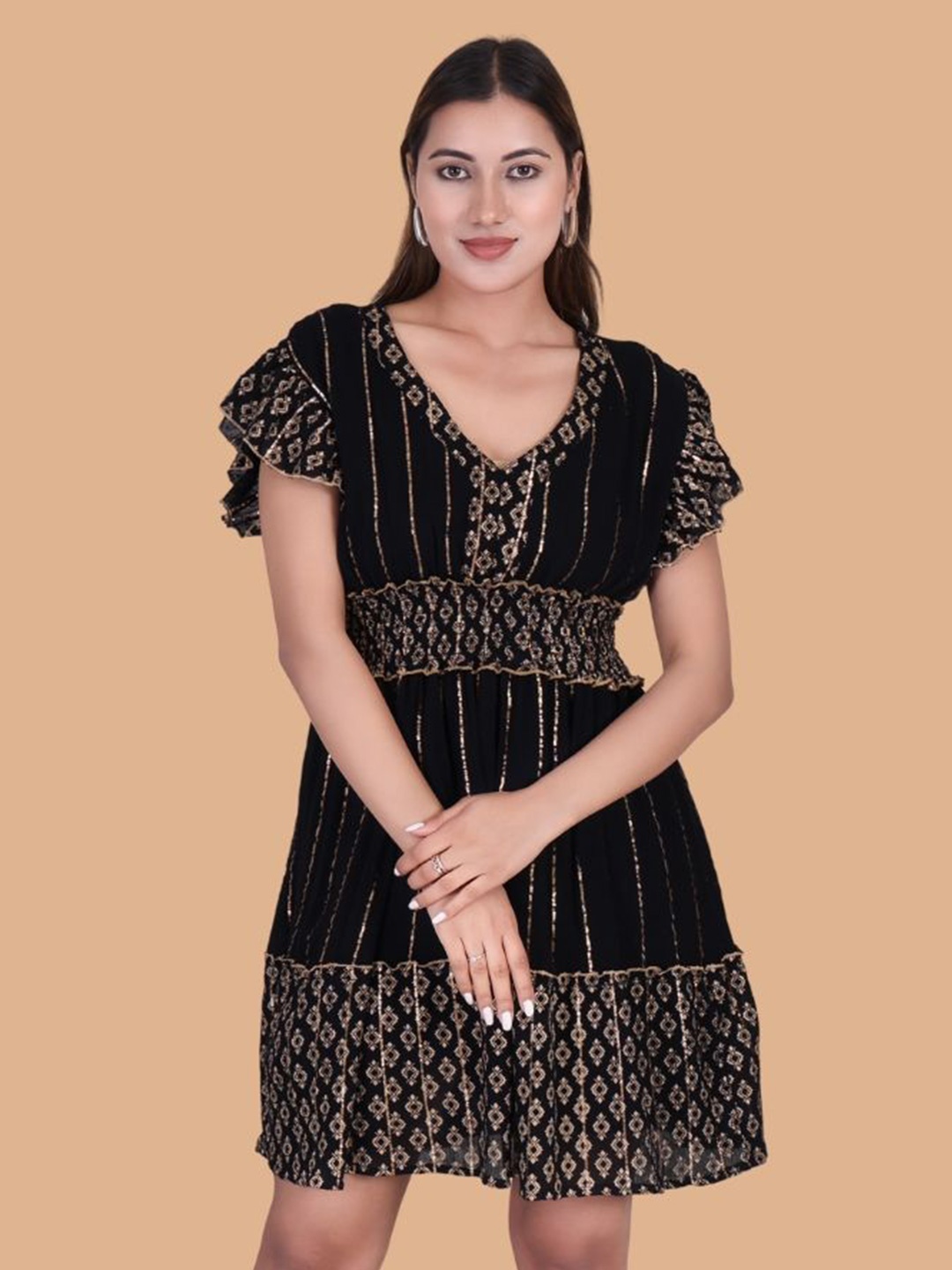 

Moda Rapido Crepe Fit & Flare Dress, Black