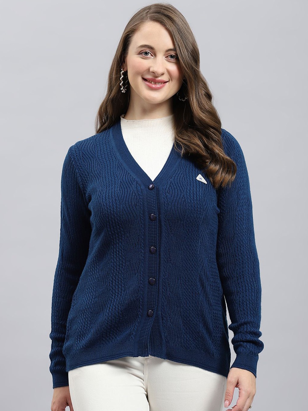 

Monte Carlo Women Woollen Cardigan, Blue