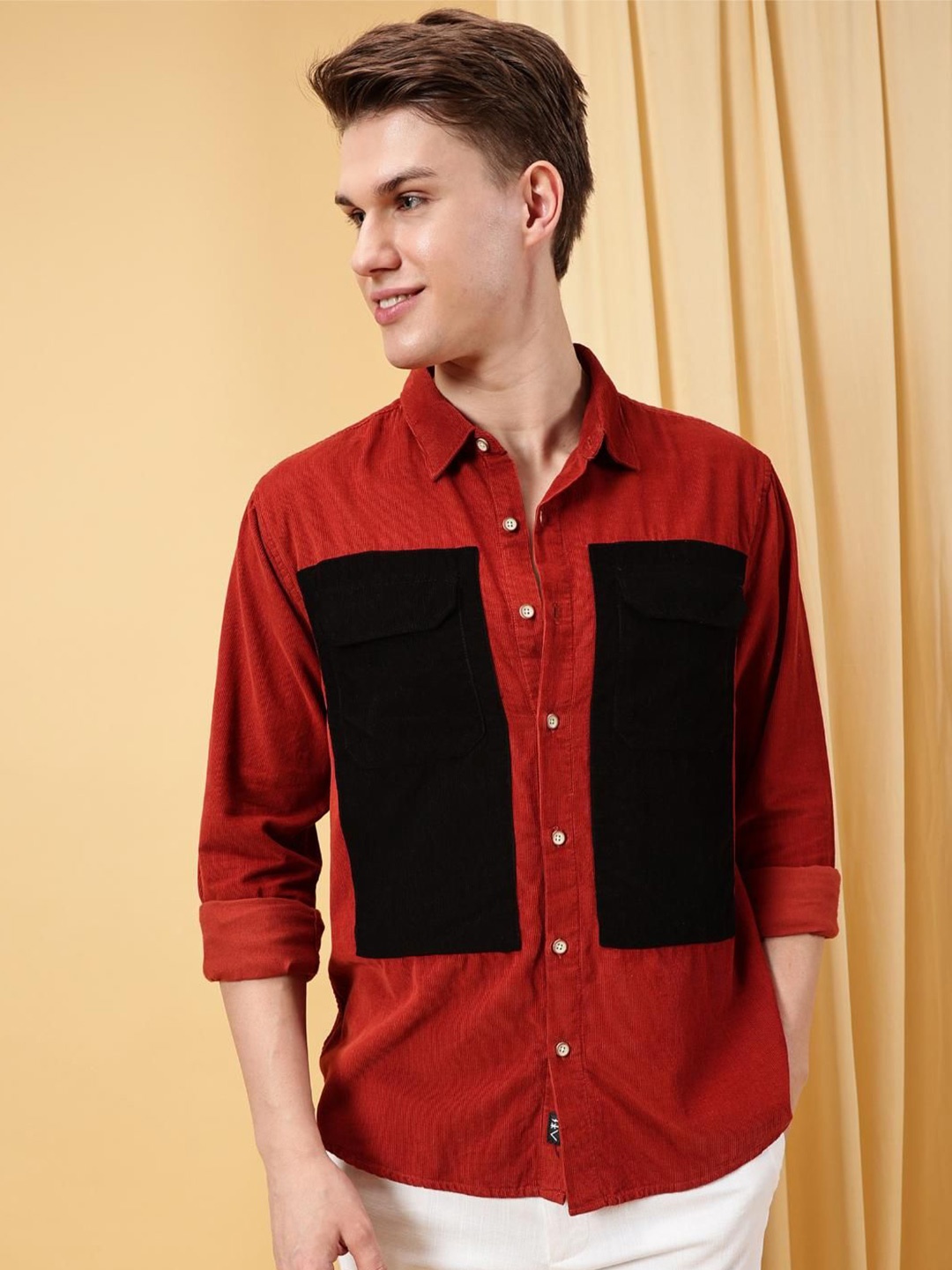 

VALEN CLUB Men Opaque Casual Shirt, Rust