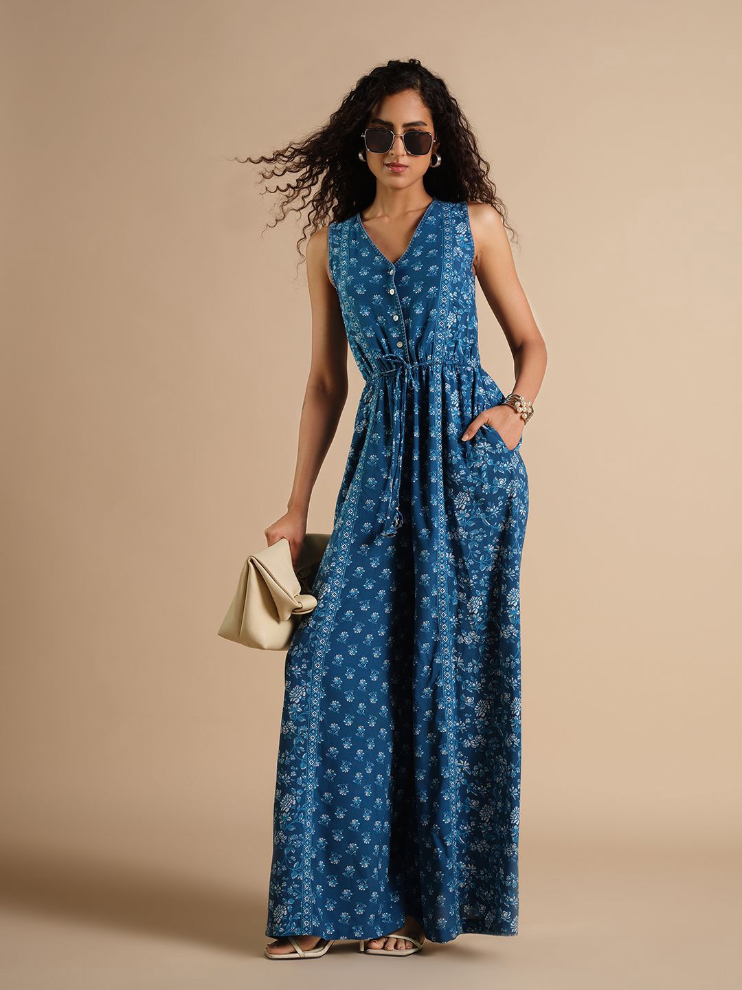 

Global Desi Printed Jumpsuit, Blue