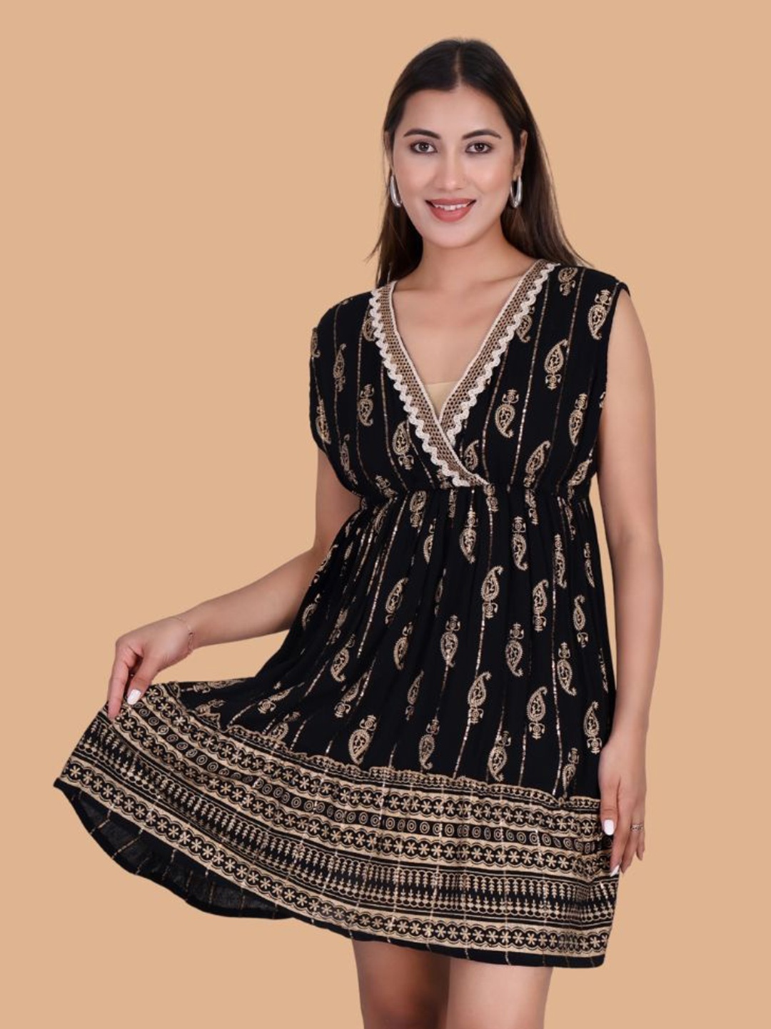

Moda Rapido Crepe Fit & Flare Dress, Black