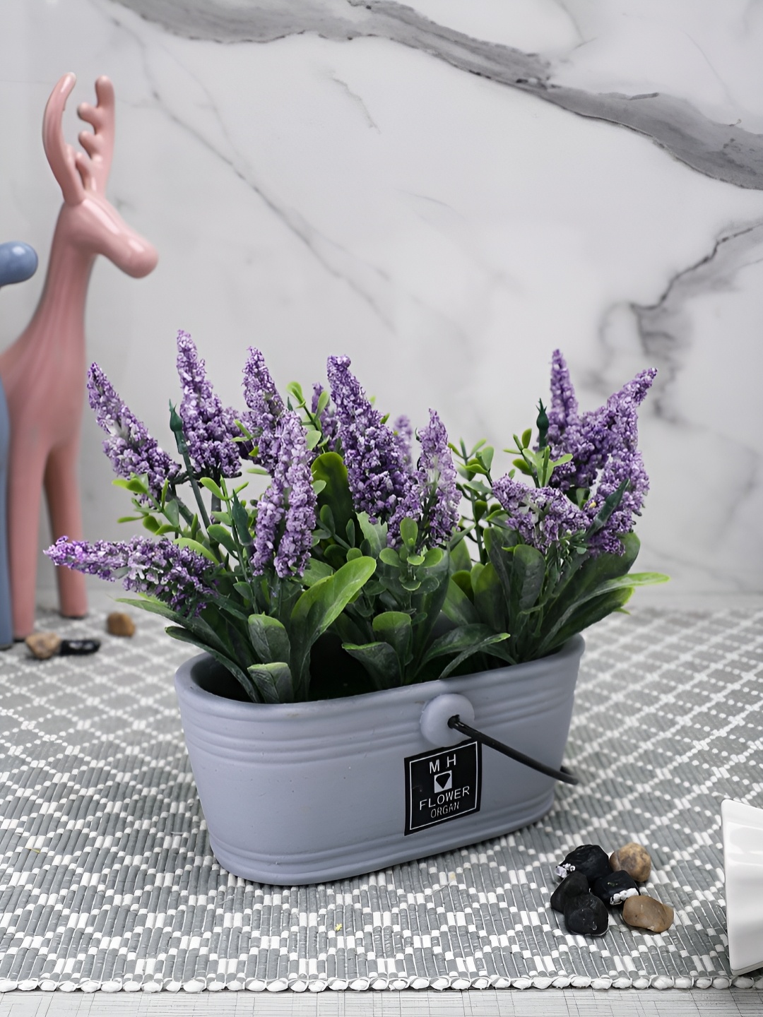 

TAYHAA White 1 Pieces Hanging Lavender Artificial Plant With Pot