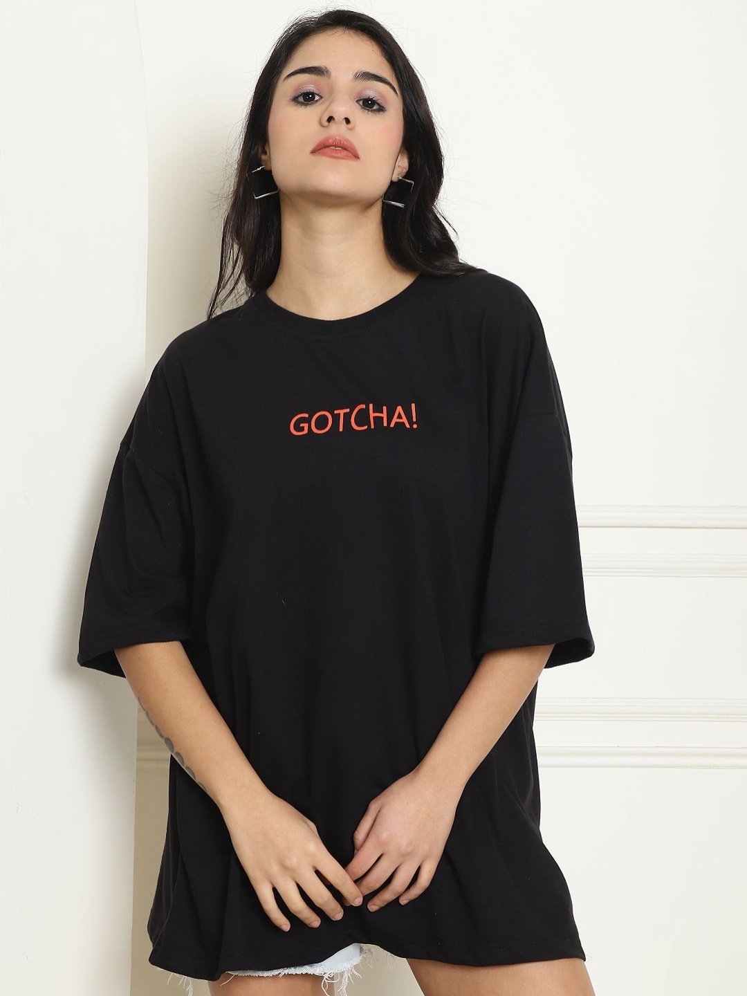 

Dreambe Women Printed T-shirt, Black