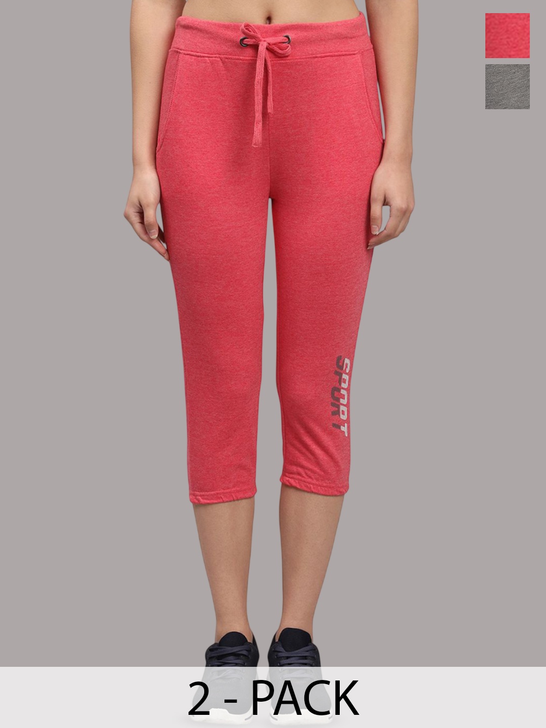 

TRAZO Pack Of 2 Mid-Rise Track Pants, Pink