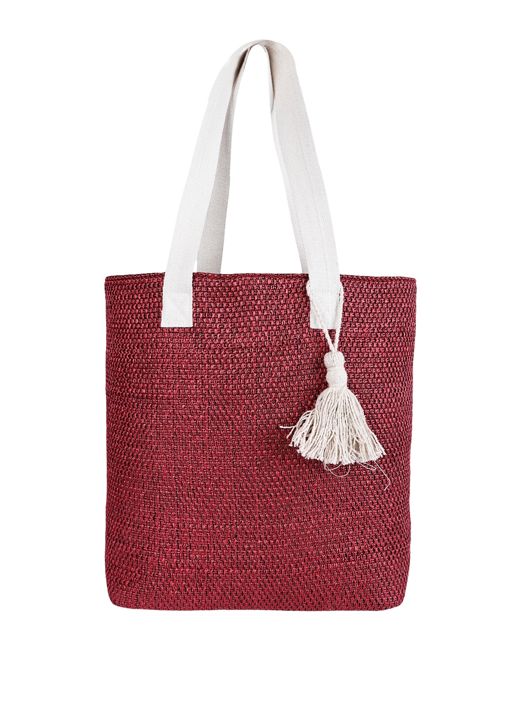 

PCL FASHION Shopper Tote Bag with Tasselled, Red