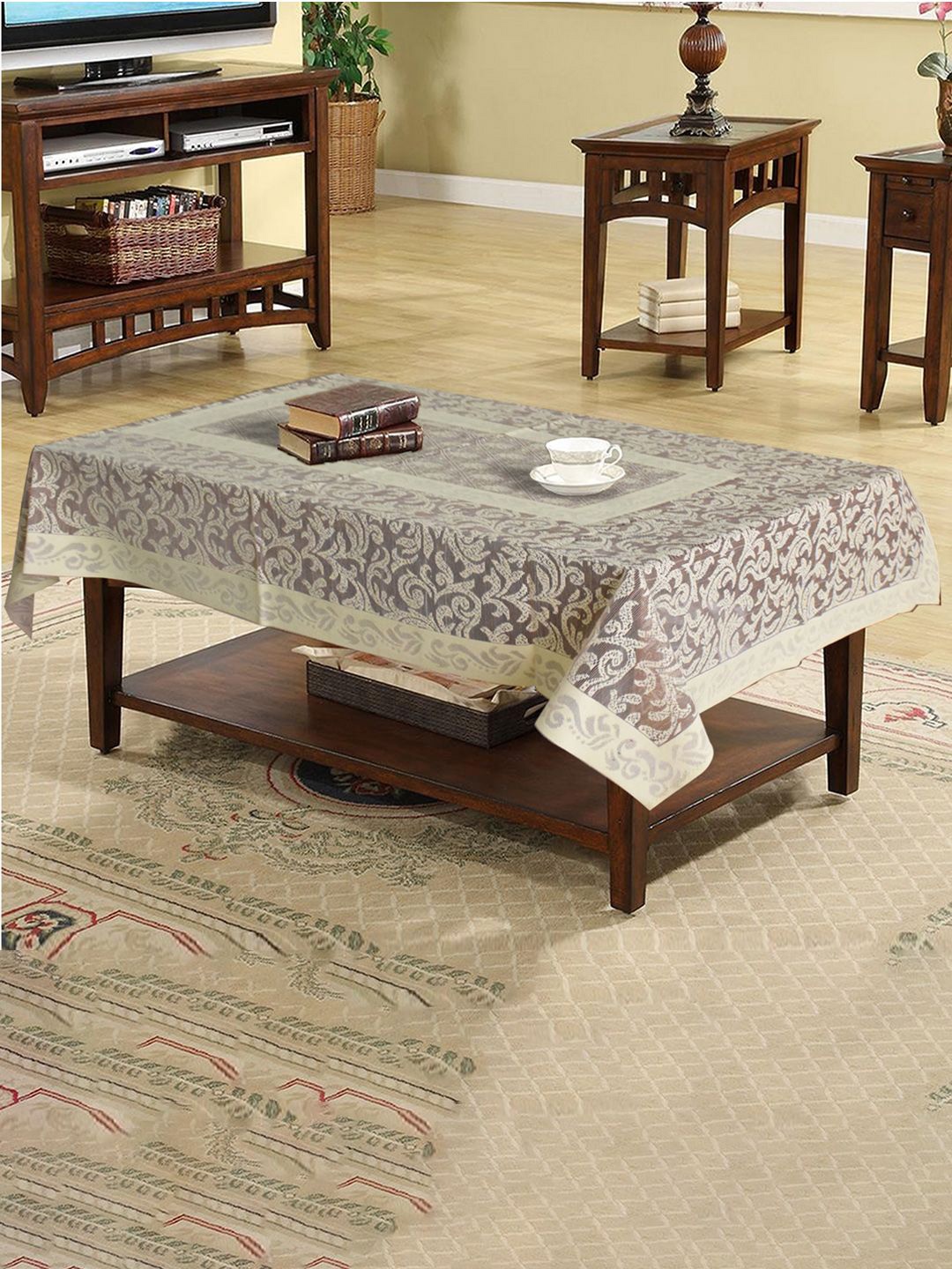 

Kuber Industries Maroon Floral Cotton 4-Seater Table Cover with Textured details