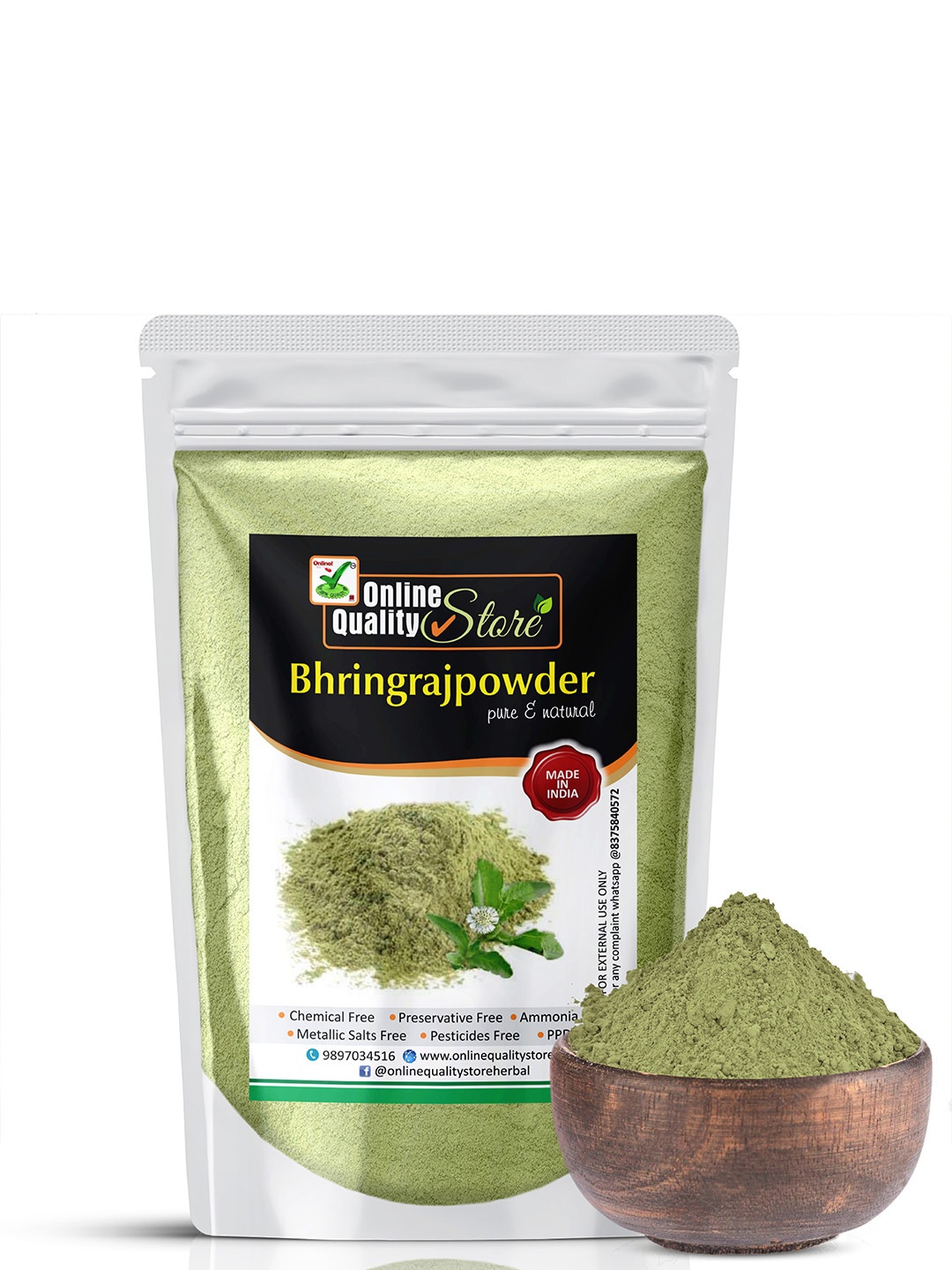 

Online Quality Store Pure & Natural Herbal Bhringraj Powder For Hair - 300 g, Beige