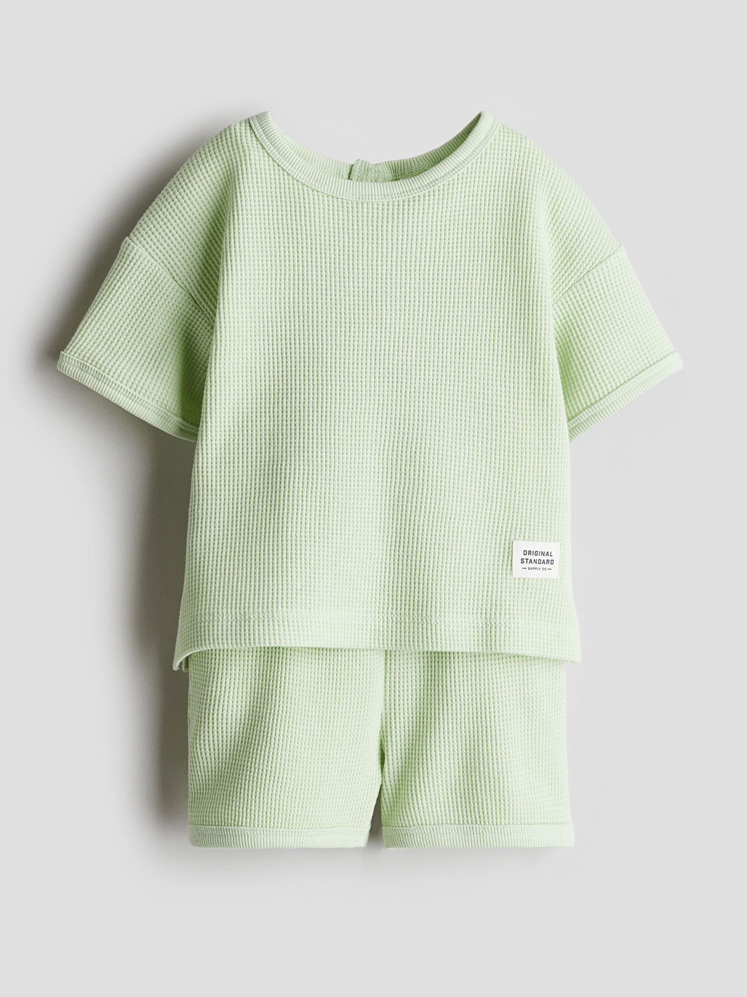 

H&M 2-Piece Waffled Jersey Set, Green