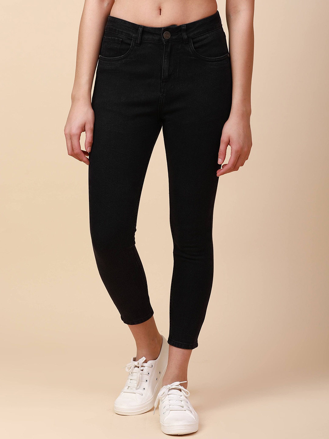 

URBAN POCHE Women Skin Tight Skinny Fit High-Rise Jeans, Charcoal