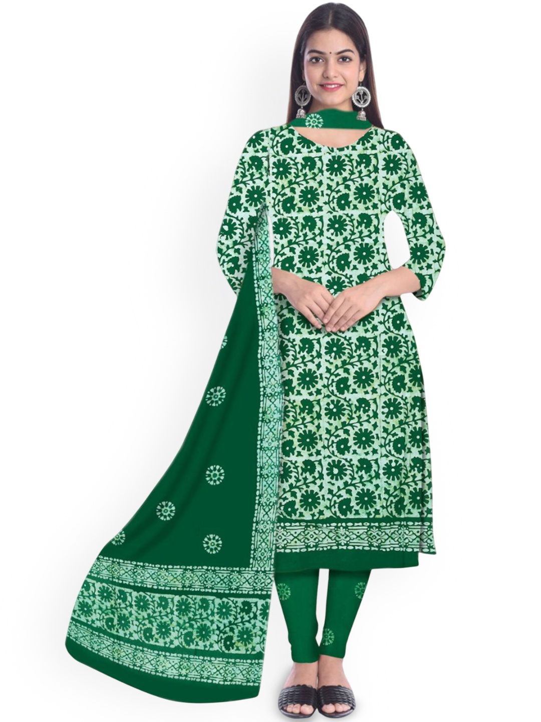 

Farooq Dyeing Printed Pure Cotton Unstitched Dress Material, Green