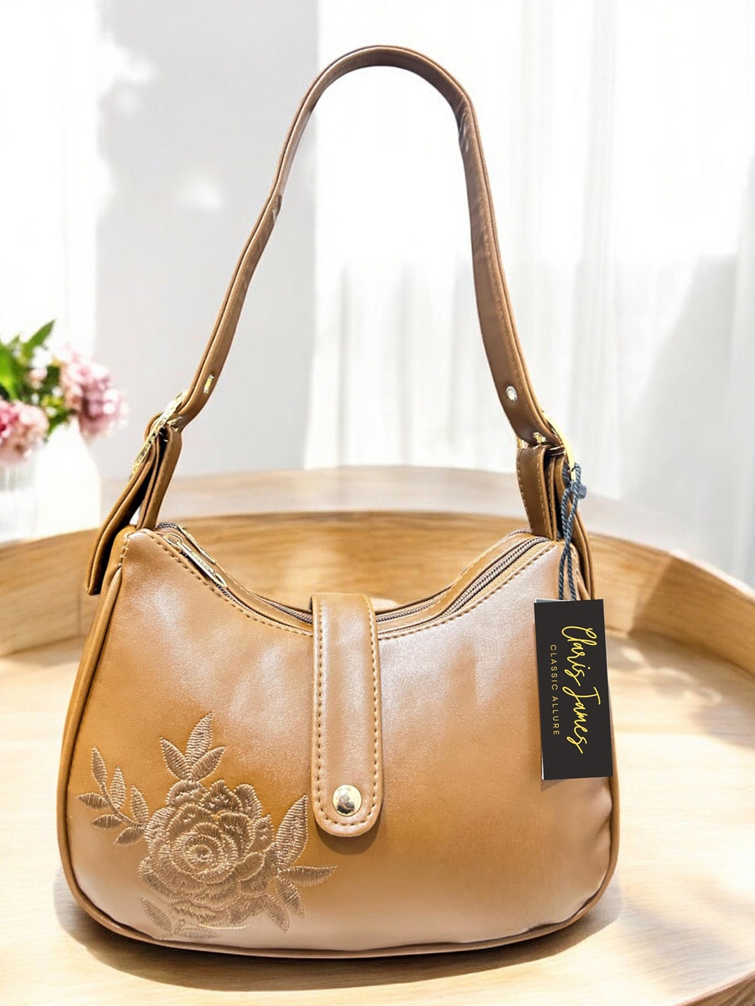 

CLARIS JAMES PU Half Moon Sling Bag, Brown