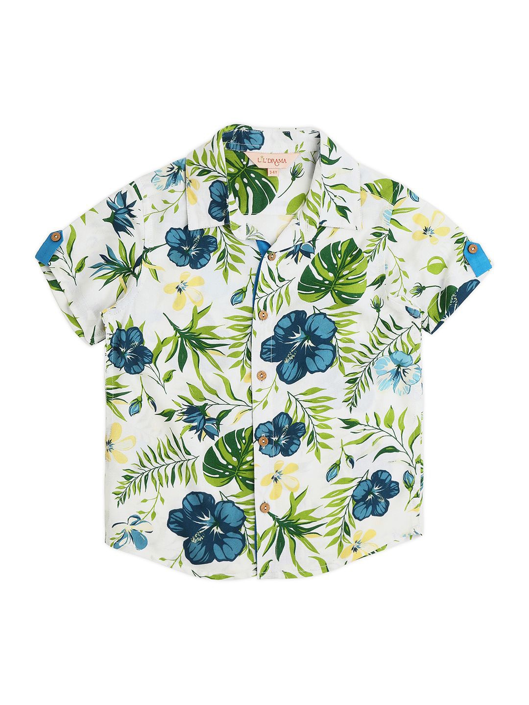 

LIL DRAMA Boys Classic Opaque Printed Casual Shirt, Green
