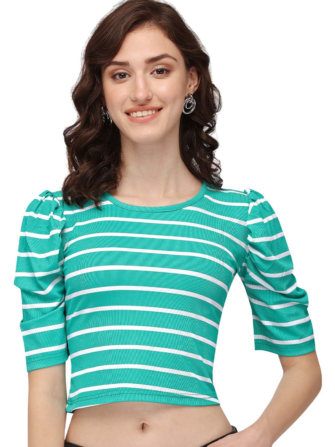 

NiloBerry Striped Crop Top, Green