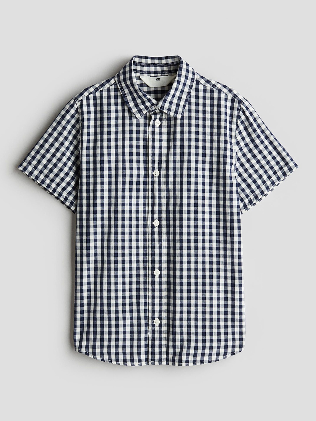 

H&M Short-Sleeved Cotton Shirt, Blue