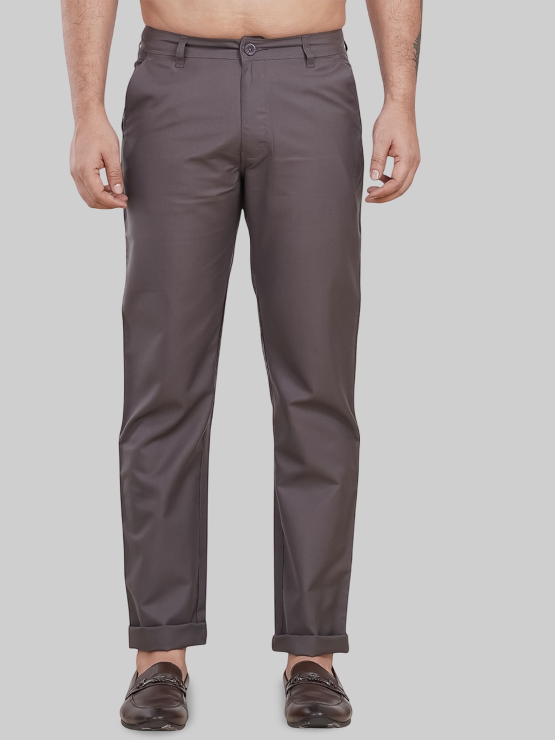 

Plounge Men Slim Fit Trousers, Grey