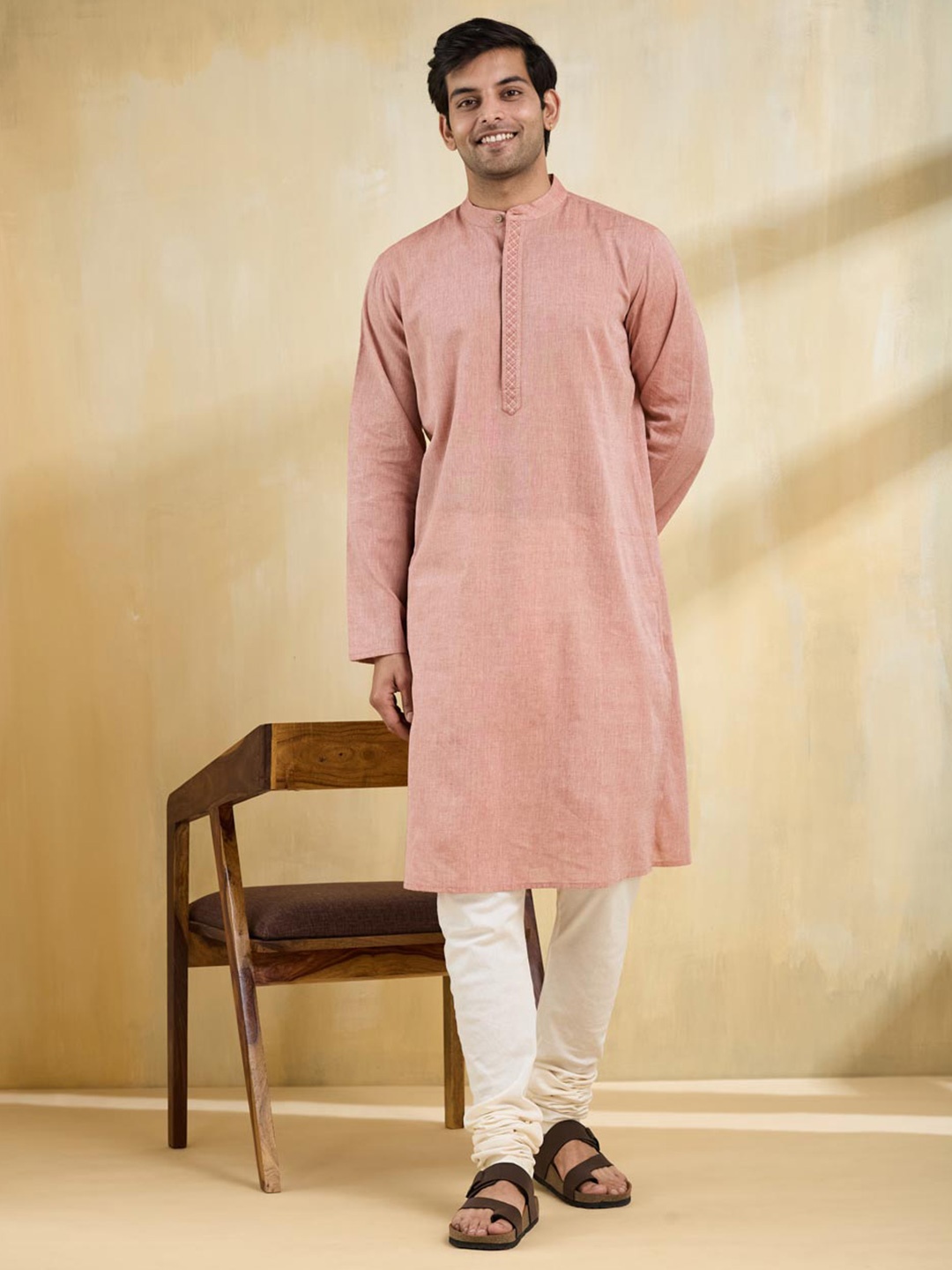 

Fabindia Men Thread Work Kurta, Red