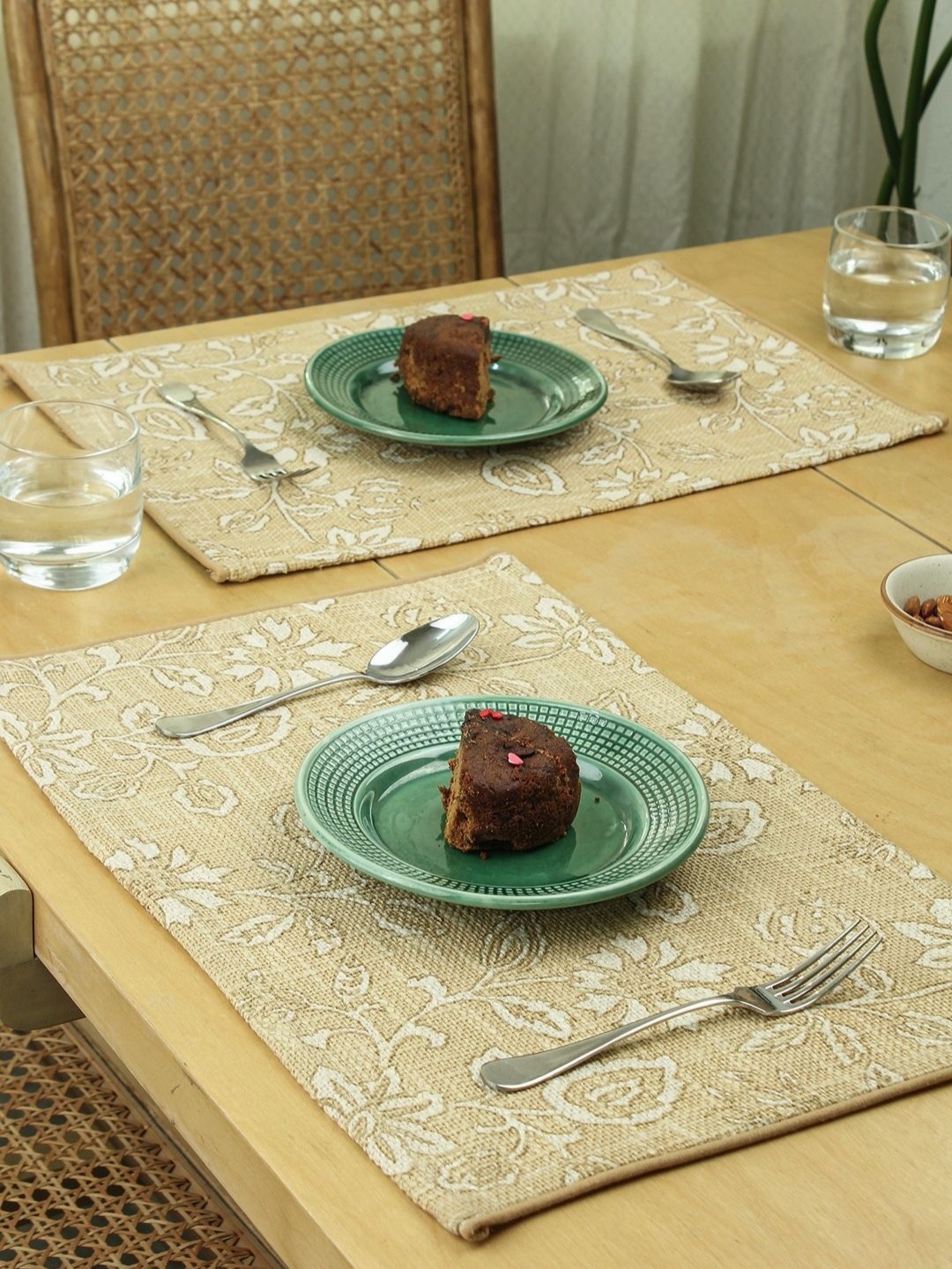 

House This 2-Pcs Beige Printed Table Placemats, Rust