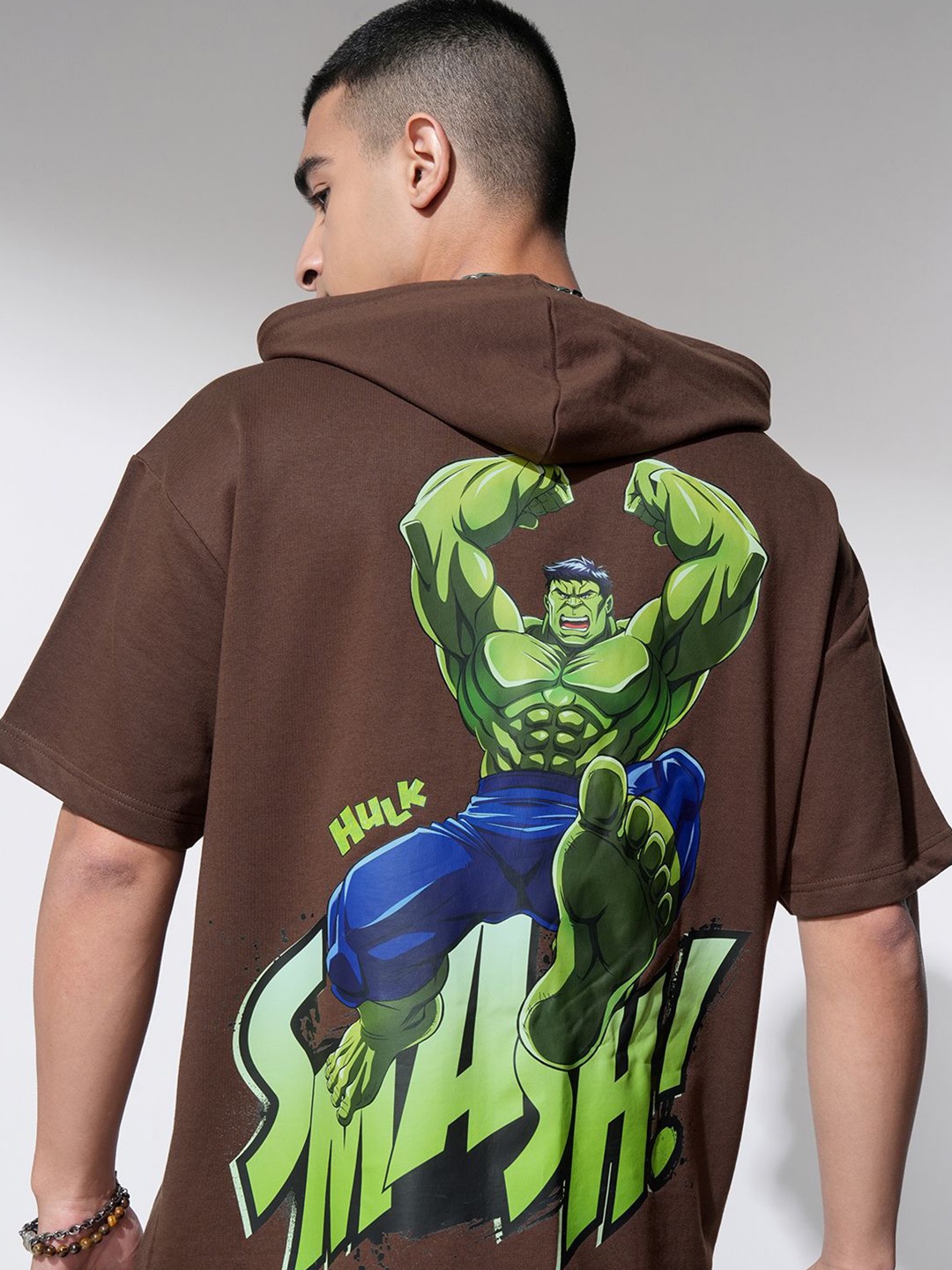 

HIGHLANDER Men Printed Hooded Sweatshirt, Brown