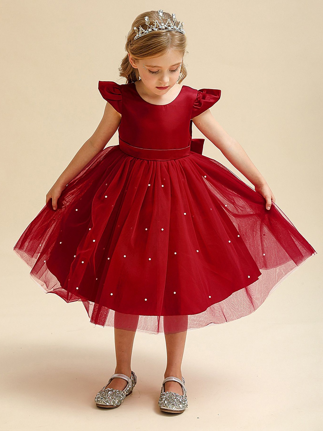 

LULU & SKY Embellished A-Line Dress, Red