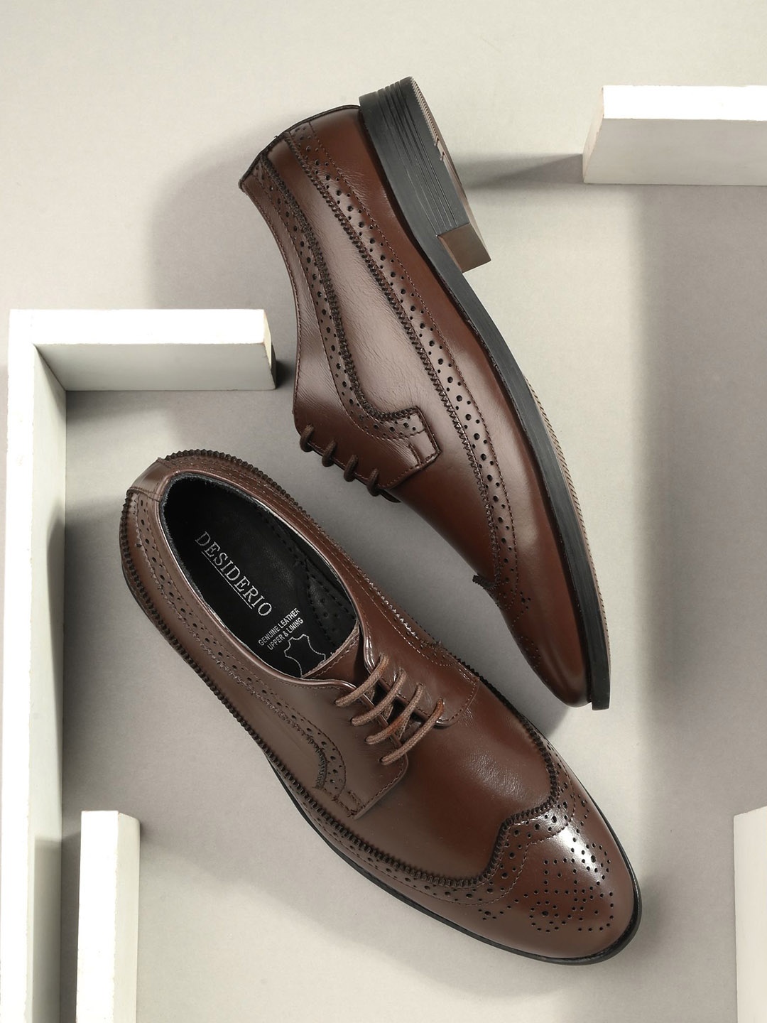 

DESIDERIO Men Leather Derbys, Brown