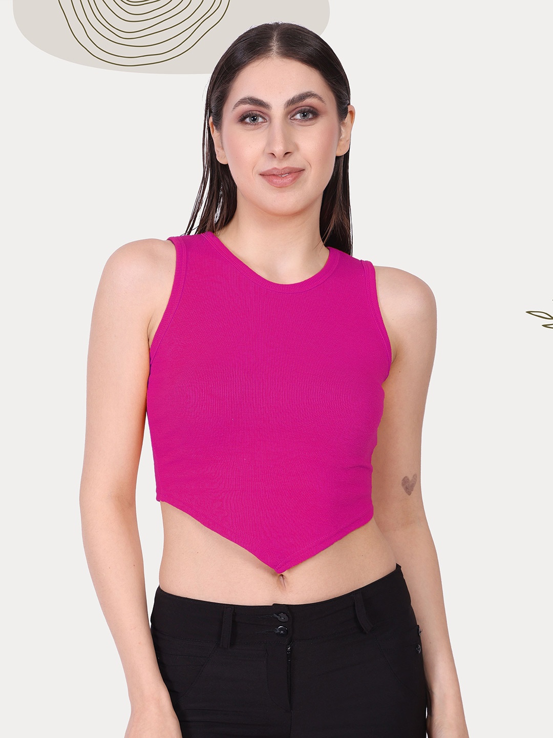 

Mast & Harbour Cotton Crop Top, Pink