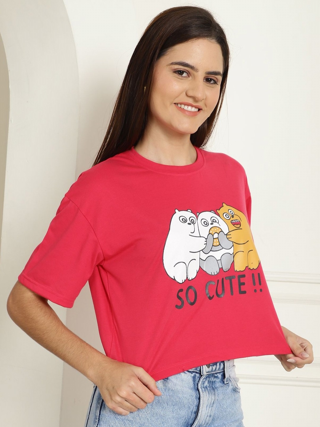 

Dreambe Women Printed T-shirt, Pink