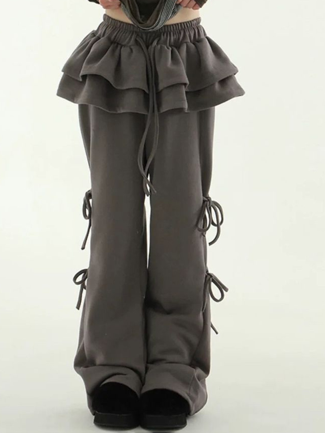 

LULU & SKY Women Flared Trousers, Grey