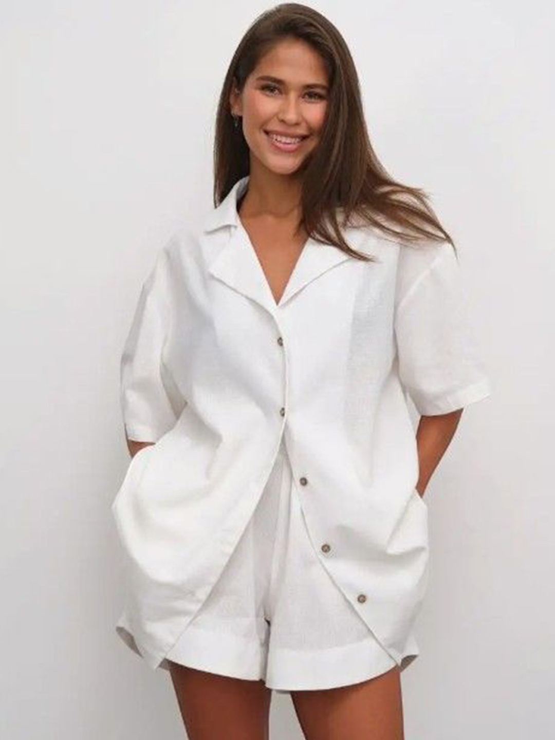

Bella Babe by SK Women Pure Cotton Half Sleeve Co-Ords Set, White