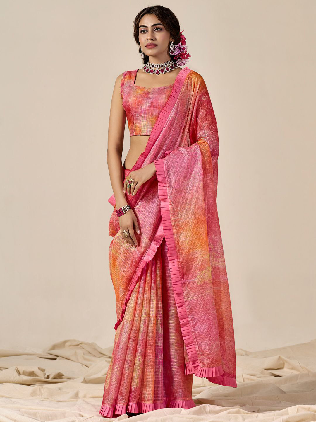 

LeeliPeeri Designer Kota Saree, Pink