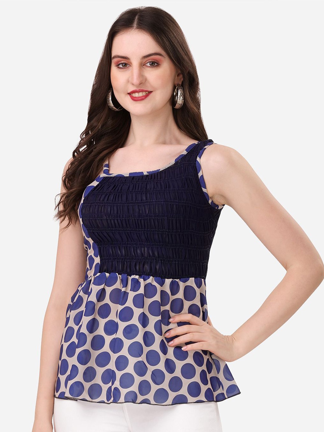 

NiloBerry Print Crepe Crop Top, Navy blue