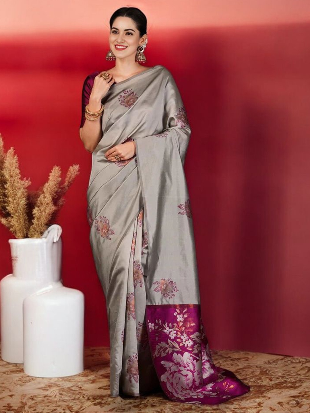 

DIVASTRI Woven Design Silk Blend Banarasi Saree, Blue