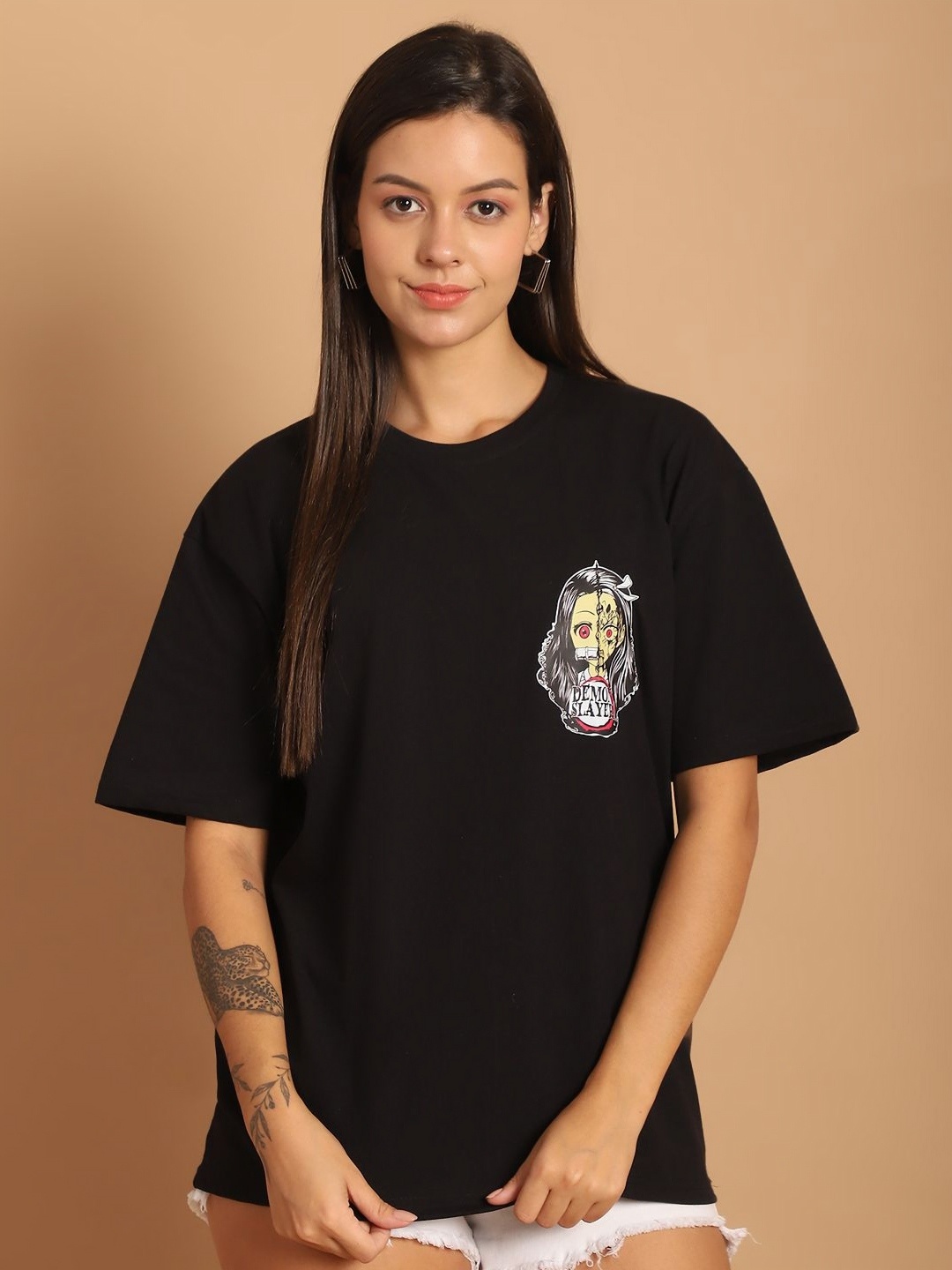 

Dreambe Women Printed T-shirt, Black