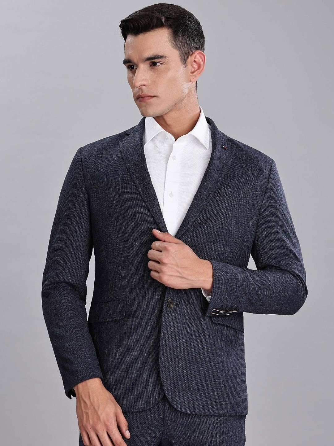 

Tommy Hilfiger Textured Single-Breasted Formal Blazer, Navy blue