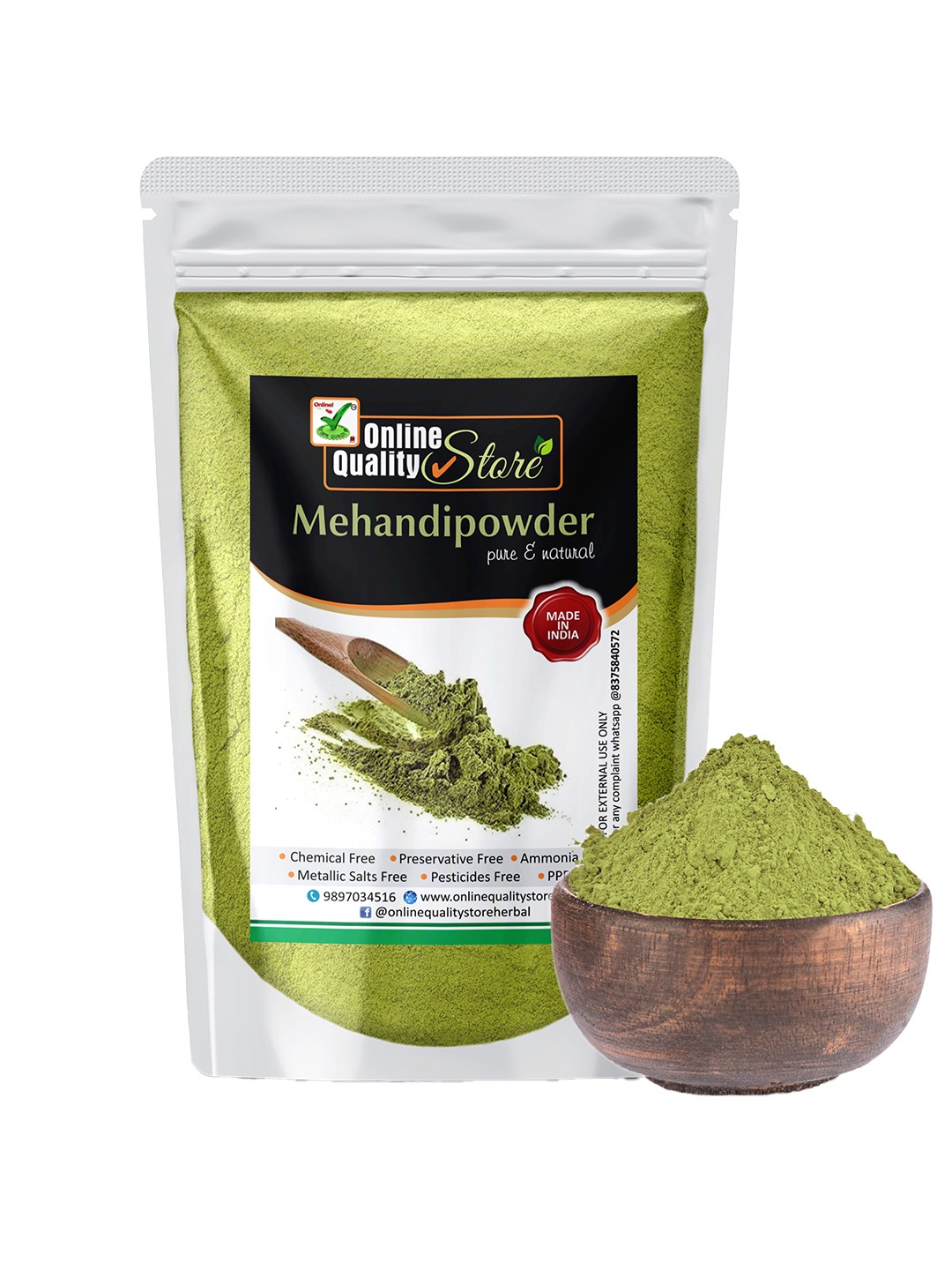 

Online Quality Store Mehndi Powder For Damaged Hair - 200g, Green