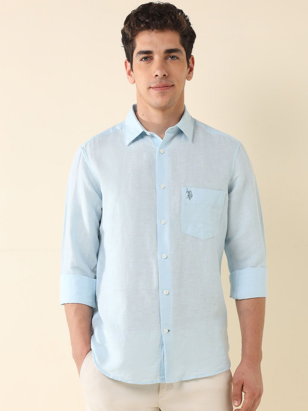 

U.S. Polo Assn. Men Tailored Fit Opaque Casual Shirt, Blue
