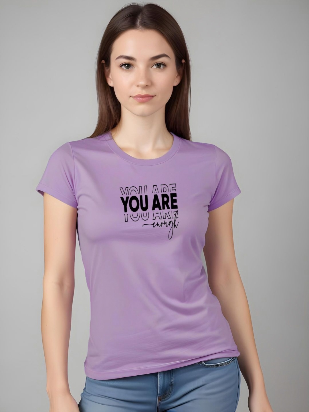

DressBerry Women Typography Printed T-shirt, Lavender