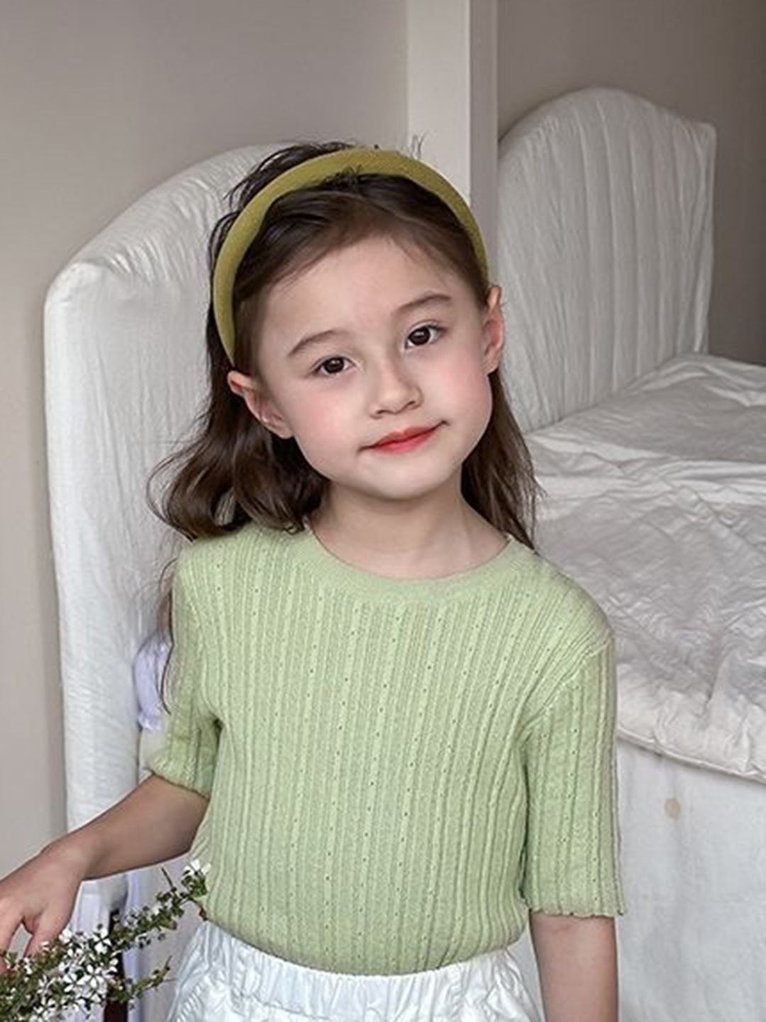 

LULU & SKY Striped Cotton Top, Green