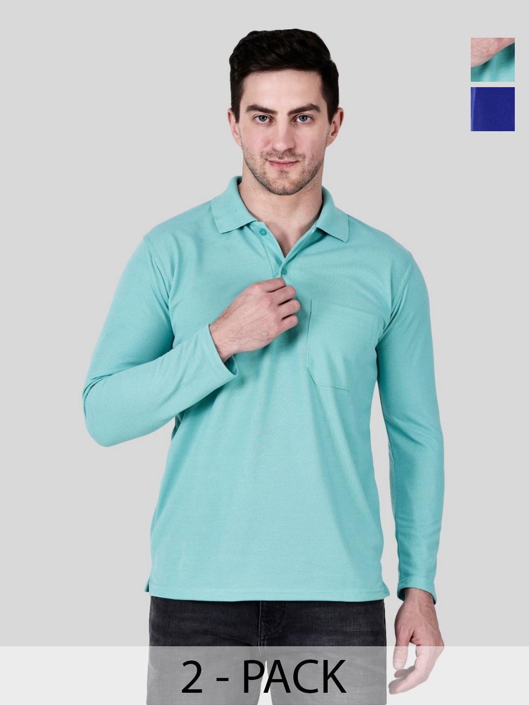 

SAIKSA FASHION Men 2 Polo Collar Pockets T-shirt, Multi