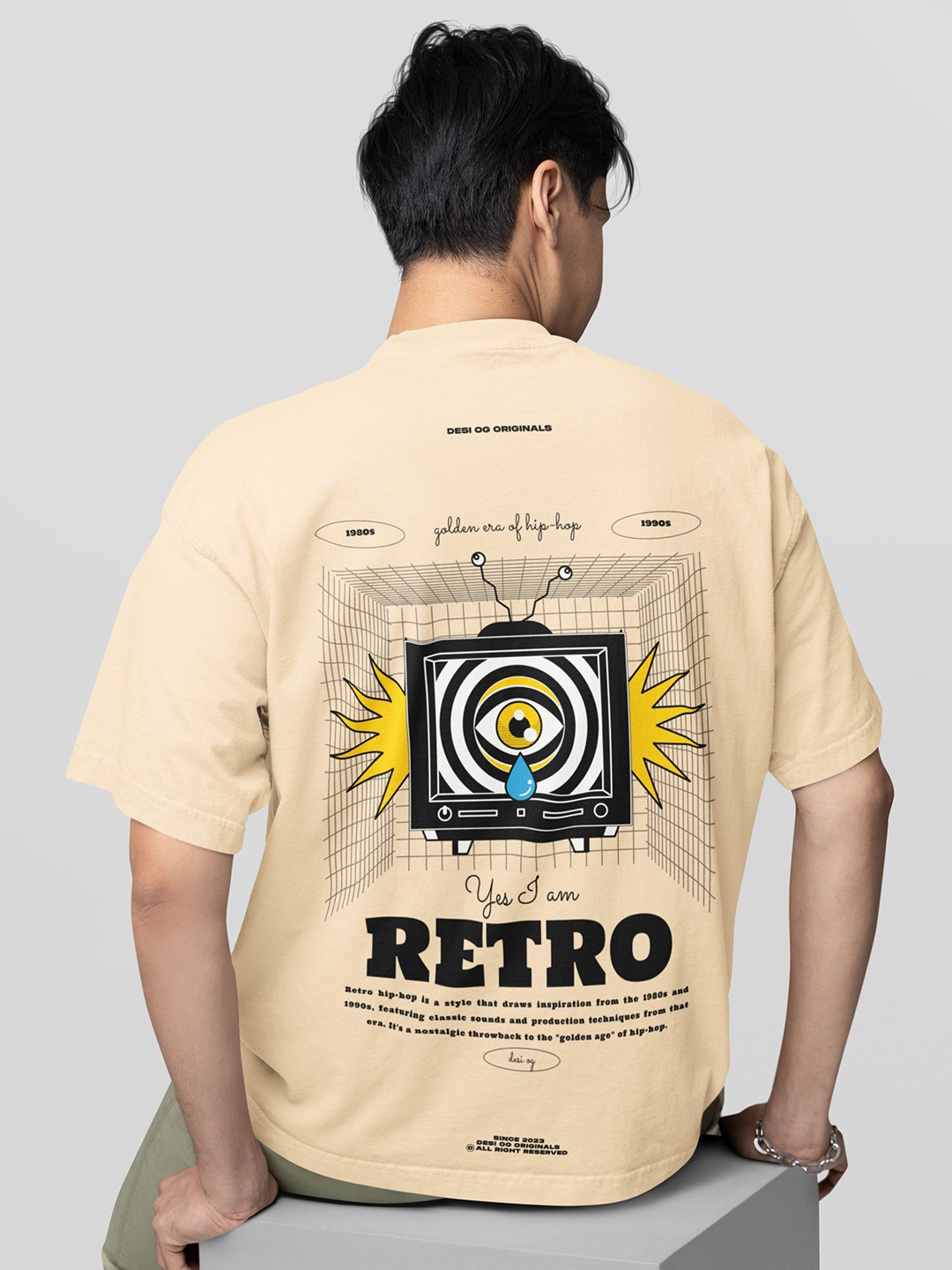 

Desi OG Men Typography Printed Applique T-shirt, Beige